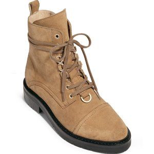 ALLSAINTS LIRA HIKER  BOOTS MOTO COMBAT CHUNKY SUEDE TAN BROWN 37 (2) (ME3)
